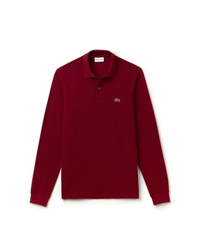 Lacoste Long Sleeve Pique Polo Shirt Burgundy
