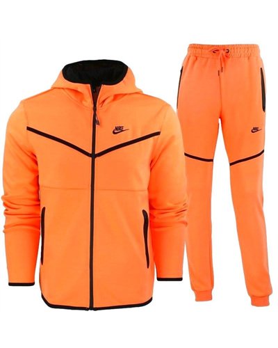 Nike Tech Fleece Full-Zip Hoodie & Pants 2 Pc Set Orange/Black