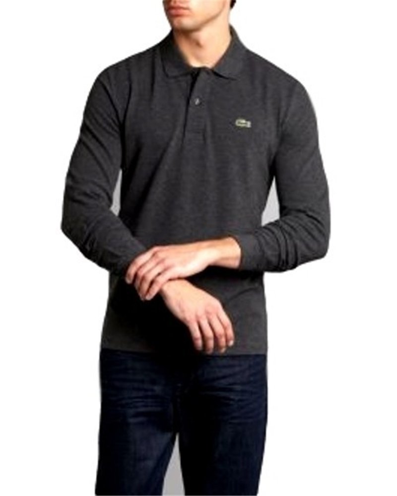 Lacoste Long Sleeve Pique Polo Shirt Charcoal Grey
