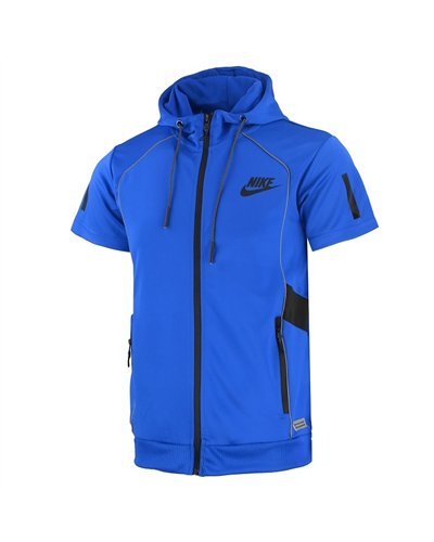 Nike Men's Tech Short-Sleeve Full Zip Hoodie & Short Set Royal t