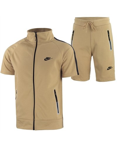 Nike Men's Tech Short-Sleeve Full Zip Hoodie & Short Set White