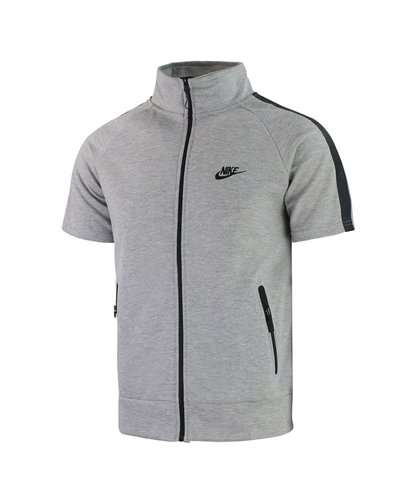 Nike Men's Tech Short-Sleeve Full Zip Hoodie & Short Set-Gray