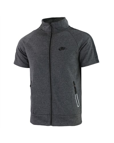 Nike Men's Tech Short-Sleeve Full Zip Hoodie & Short Set-Charcoal