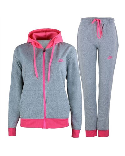 Nike Women's Sportswear Tech Fleece Hoodie & Pants  2 Pc Set  Gray/Pink