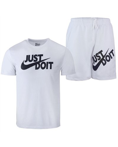 Nike Men's Just Do It Crewneck  Top & Short Set White