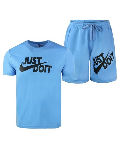 Nike Men's Just Do It Crewneck  Top & Short Set Blue