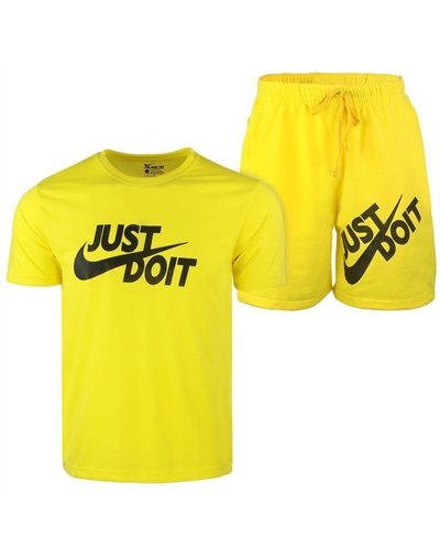 Nike Men's Just Do It Crewneck  Top & Short Set Yellow