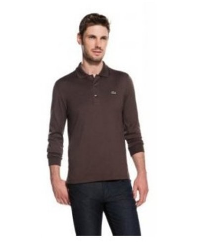 Lacoste Long Sleeve Pique Polo Shirt Brown