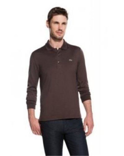 Lacoste Long Sleeve Pique Polo Shirt Brown