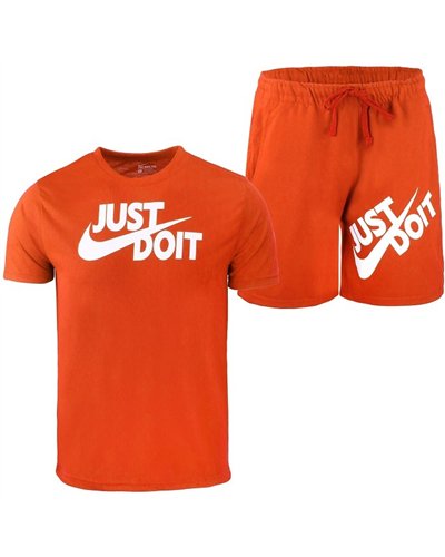 Nike Men's Just Do It Crewneck  Top & Short Set Red