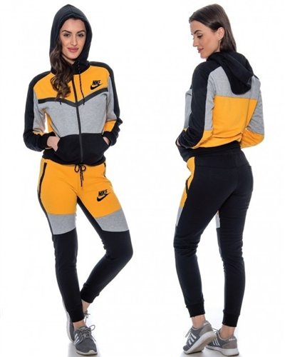 Nike Womens Essential Colorblock Full-Zip Fleece Hoodie & Pants Set