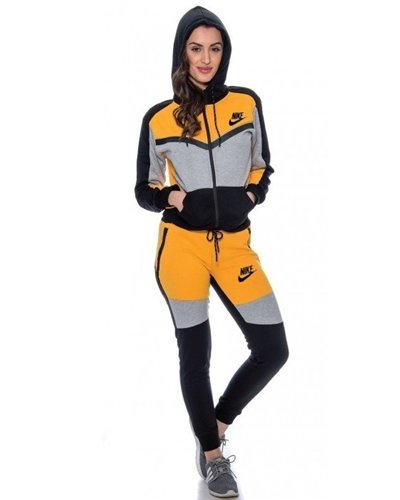 Nike Womens Essential Colorblock Full-Zip Fleece Hoodie & Pants Set