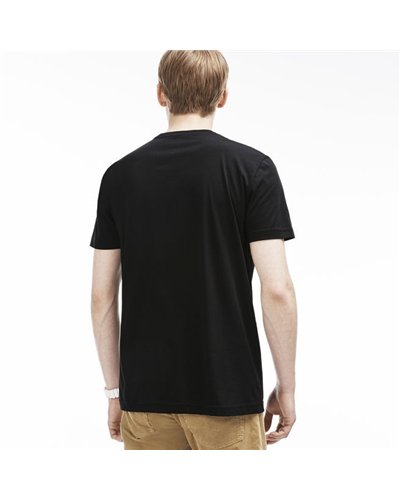 Lacoste Men's Pima Cotton V-Neck T-Shirt  Black