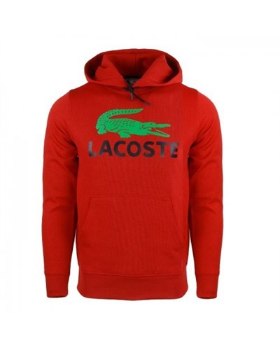 Lacoste Men’s Cotton Fleece Pullover Hoodie & Pants Set Red