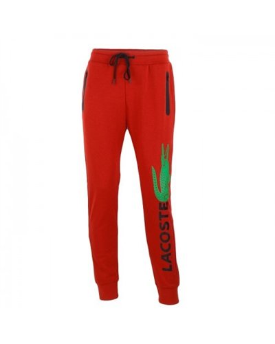 Lacoste Men’s Cotton Fleece Pullover Hoodie & Pants Set Red