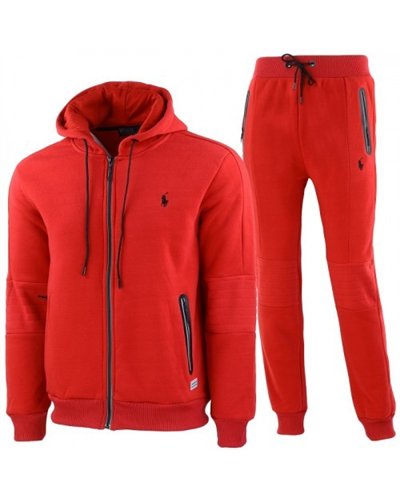Polo Ralph Lauren Colorblock  Full-Zip Hoodie & Pants Set Red