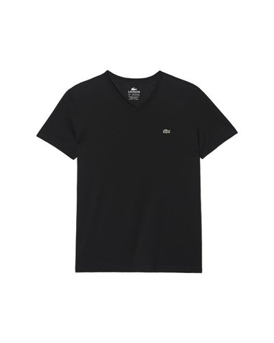 Lacoste Men's Pima Cotton V-Neck T-Shirt  Black