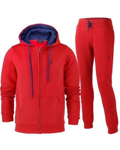 Polo Ralph Lauren Colorblock Fleece Zip Hoodie & Pants Set Red