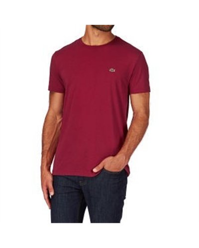Lacoste Short Sleeve Pima Jersey Crew-Neck T-Shirt  Burgundy