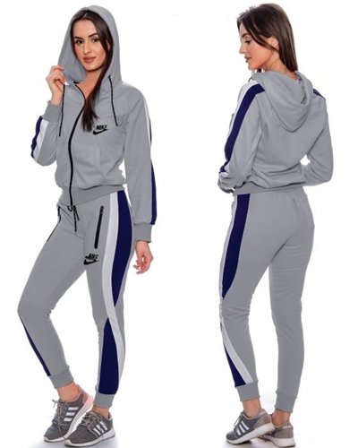 Nike Womens Essential Colorblock Full-Zip Fleece Hoodie & Pants Set