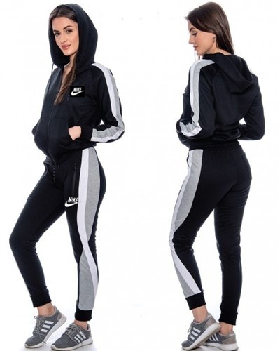 Nike Womens Essential Colorblock Full-Zip Fleece Hoodie & Pants Set