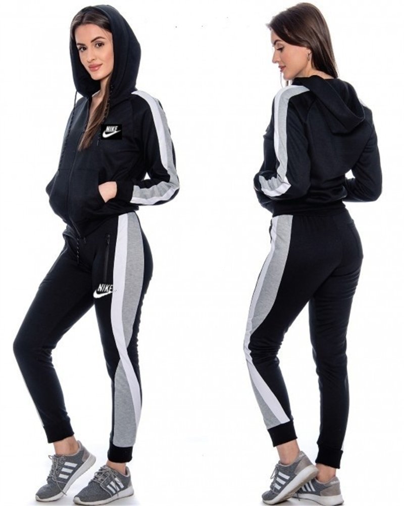 Nike Womens Essential Colorblock Full-Zip Fleece Hoodie & Pants Set