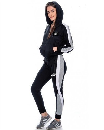 Nike Womens Essential Colorblock Full-Zip Fleece Hoodie & Pants Set
