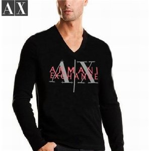Armani Long Sleeve AX  Tee Shirt  Shirt Black