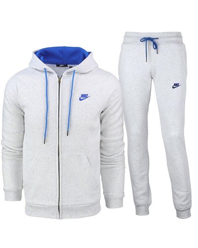 Nike Sportswear Club Fleece Zip Hoodie & Pants Set Gray/Blue