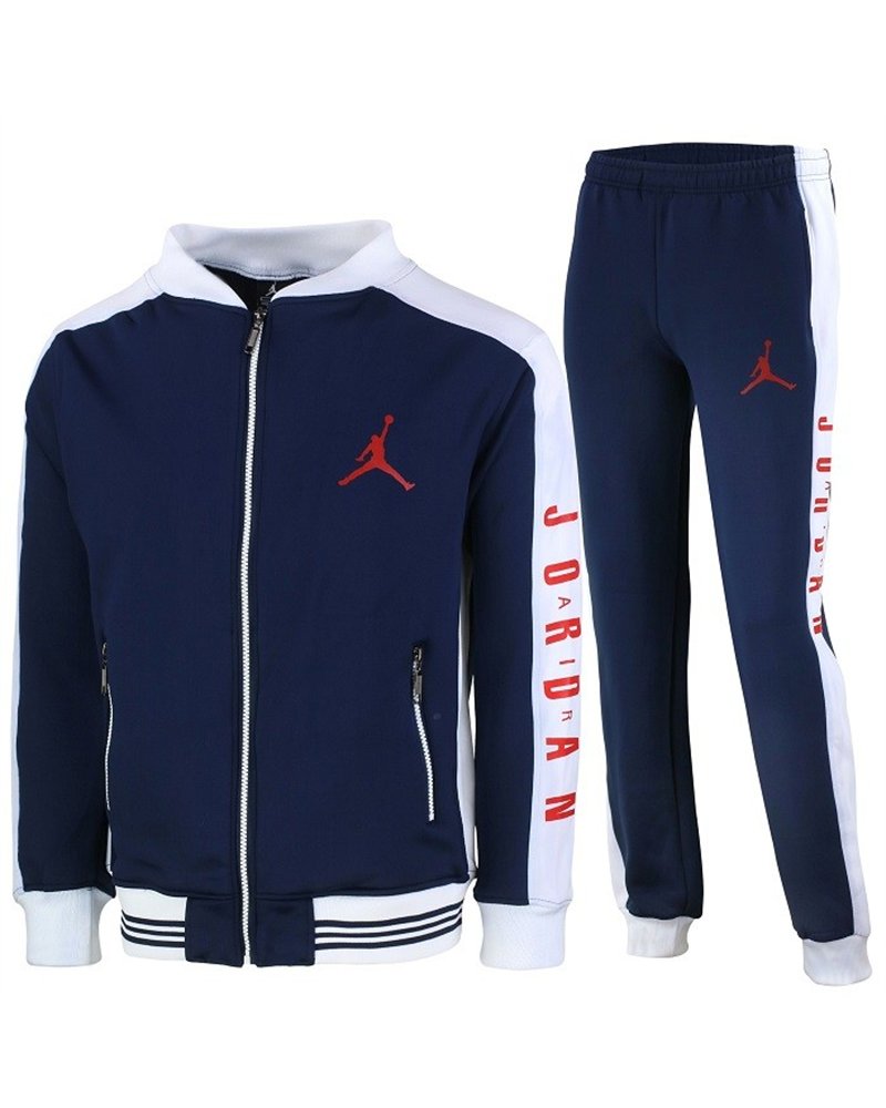 Nike Jordan Men's Double Knit Zip Jacket  & Pants Set Navy/White