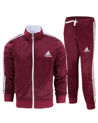 Adidas 3-Stripe Tricoat Track Set Jacket & Pants Burgundy
