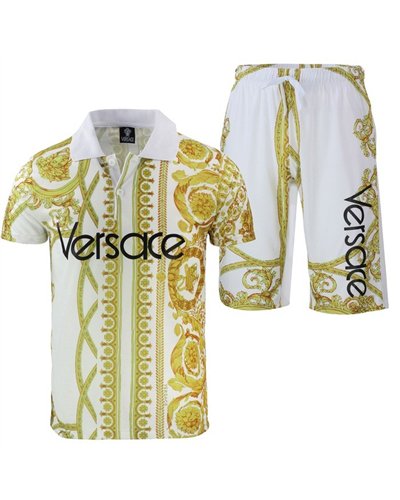 Versace Men's Polo Shirt & Short Set White