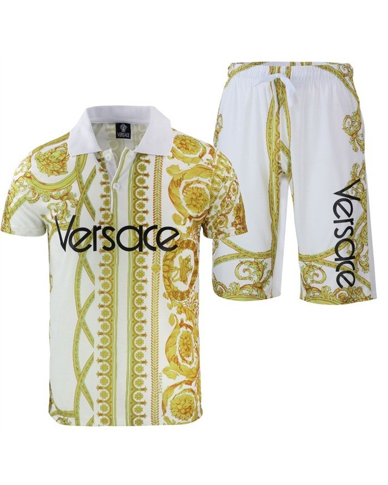 Versace Men's Polo Shirt & Short Set White