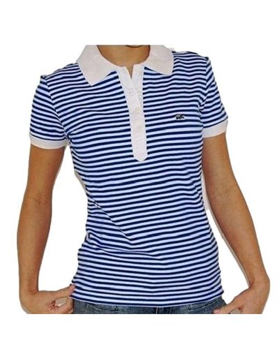 Lacoste Stripe Short Sleve Polo Shirt - Blue/White