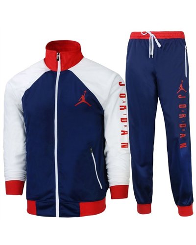 Nike Jordan Men's Double Knit Zip Jacket  & Pants Set Navy/White