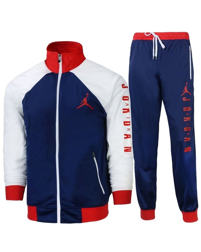 Nike Jordan Men's Double Knit Zip Jacket  & Pants Set Navy/White