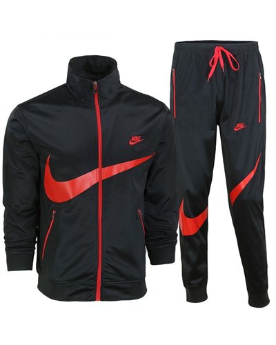 Nike Sportswear Swoosh  2 Piece Tracksuit Black/Red