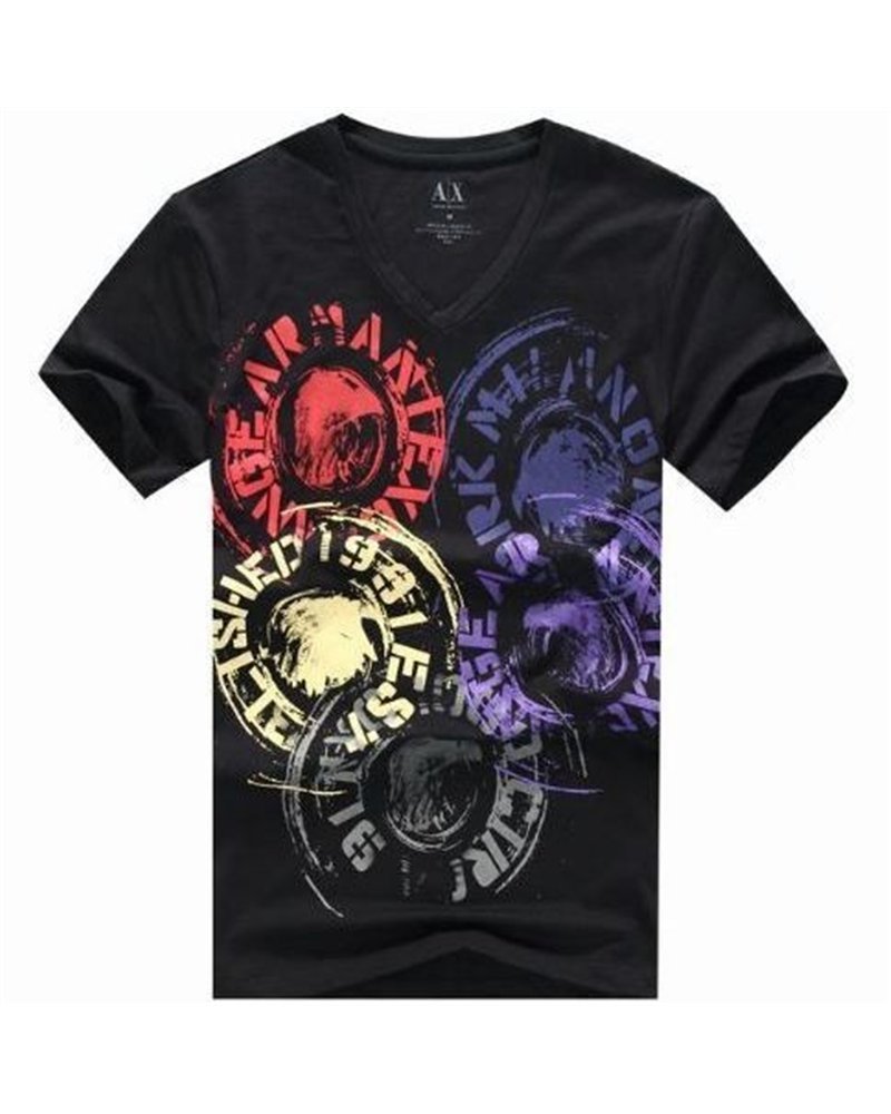 Armani Men's AX Tee Shirt In Black  New For 2017