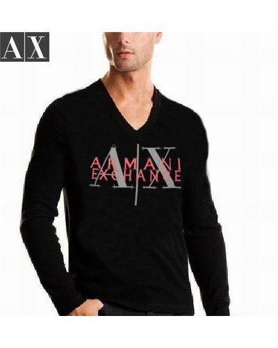 Armani Long Sleeve AX  Tee Shirt  Shirt Black