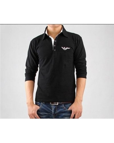 Armani Long Sleeve Polo Shirt Black