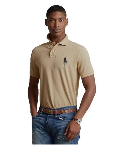 R.L Men's Custom-Fit Big Pony Mesh Polo Shirt