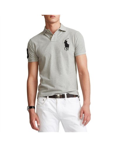 Polo Ralph Lauren Men's Custom-Fit Big Pony Mesh Polo Shirt - Black