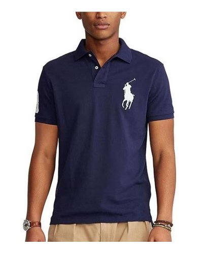 Polo Ralph Lauren Men's Custom-Fit Big Pony Mesh Polo Shirt - Black