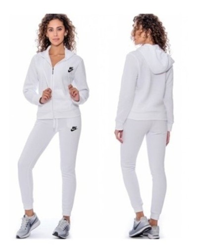 Nike Sportswear Club Fleece Women's Full Zip Hoodie & Pants Set White