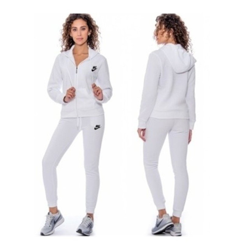 Nike Sportswear Club Fleece Women's Full Zip Hoodie & Pants Set White