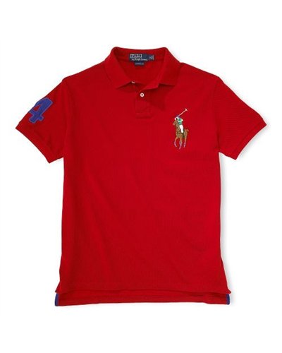 Ralph Lauren Multicolor Big Pony Short Sleeve Polo Shirt (Red)