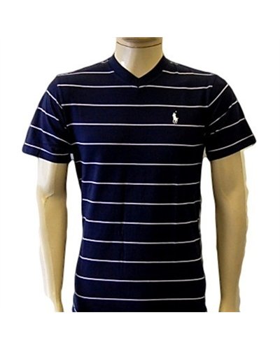 Ralph Lauren Stripe V Neck T Navy/white Stripe