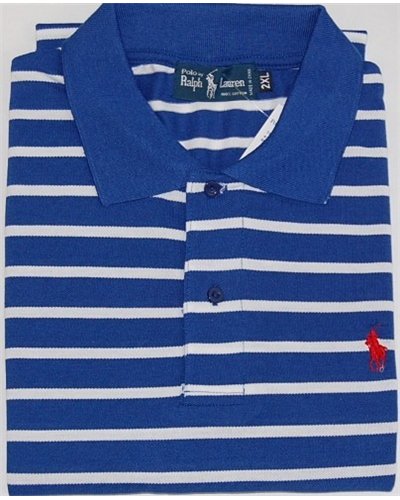Ralph Lauren Stripe Polo Shirt Royal/White Stripe