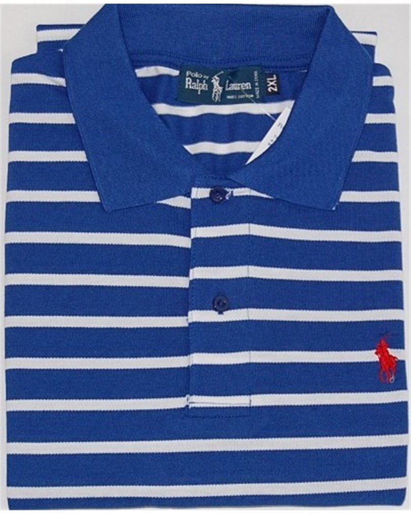Ralph Lauren Stripe Polo Shirt Royal/White Stripe