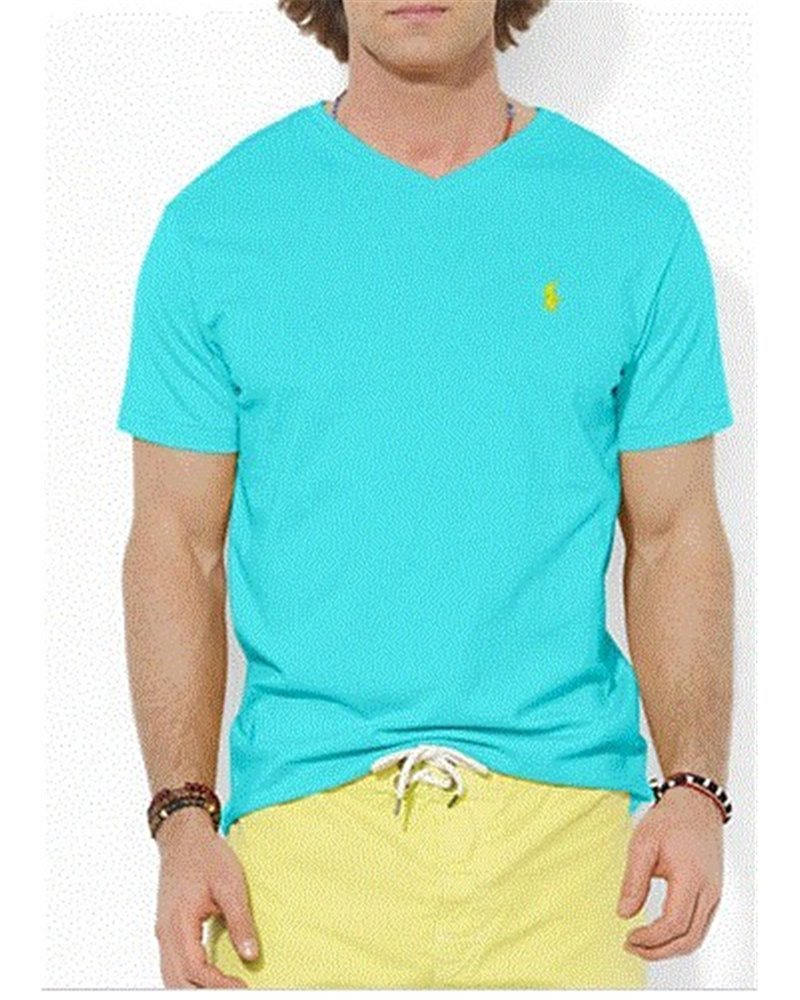 Ralph Lauren Men's  V Neck T Shirt Turquoise